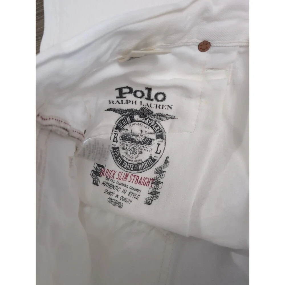 POLO RALPH LAUREN HAMPTON STRAIGHT MEN'S DENIM JEANS HUDSON WHITE 33X32  EUC